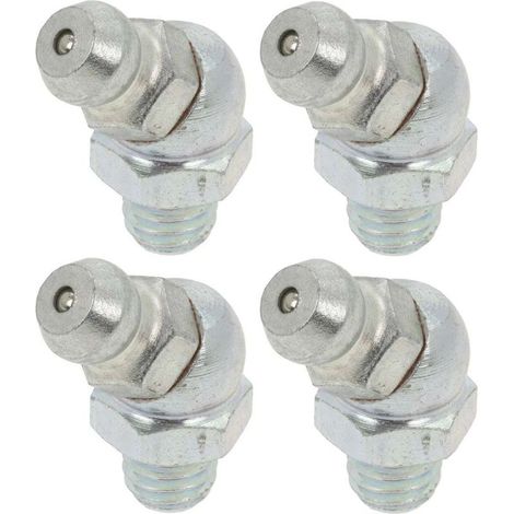 Lot de 4 graisseurs M6x1 angle 45° – Pour pompes à graisse manuelles et hydrauliques – Compatible tracteurs et engins agricoles