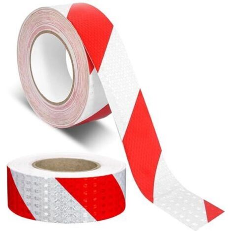 Bande Reflechissante Autocollante,25m X 5cm Ruban Réfléchissant Rouge et Blanc,Ruban Adhésif d'Avertissement de Sécurité Visible,étanche Rubalise Rouge et Blanc pour Voiture,L'extérieur (1/5)