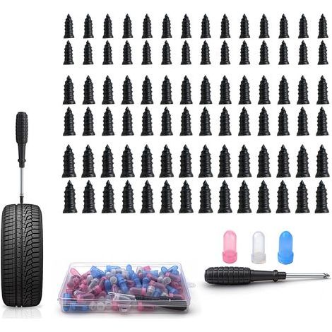 85 Pieces Car Tire Repair Kit Rubber Nails Vacuum Tire Nails 3 Sizes Car Tire Nails with Screwdriver for Car Motorcycle Truck Tractor (28S+28M+28L) (1/5)