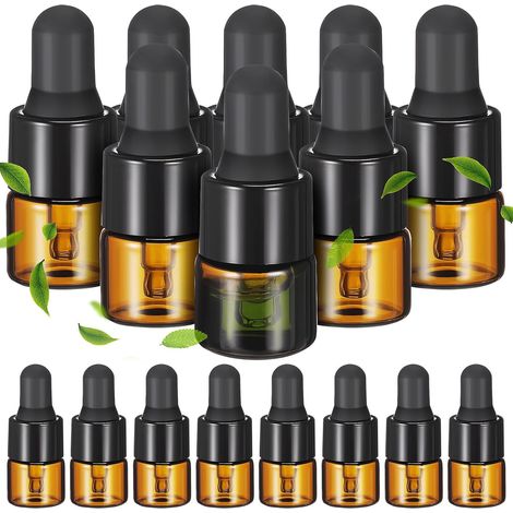 Frascos cuentagotas recargables, 30 unidades, vidrio ámbar, 1 ml (1/5)