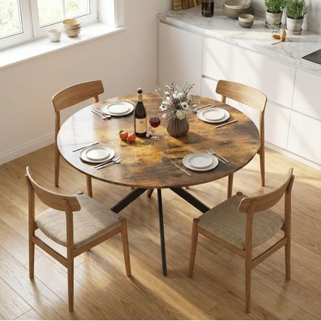 Tavolo pranzo rotondo industriale in legno 120 cm OKMYHOME (1/5)