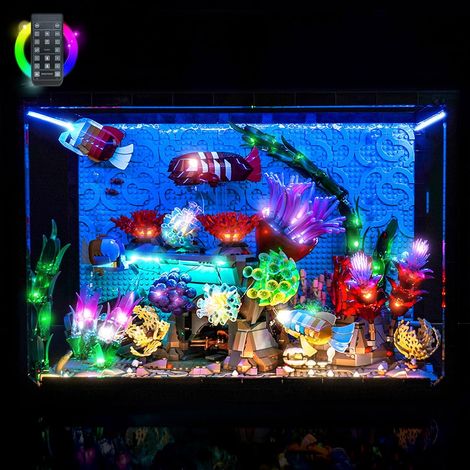 Kit d'éclairage à distance compatible avec l'aquarium tropical Lego 10366 (pas de modèle), kit d'éclairage LED compatible avec les briques d'aquarium tropicales Lego (1/5)
