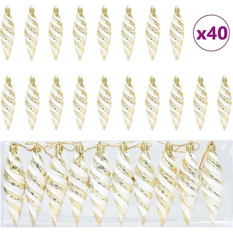 Esfera Espiral de Navidad 40 pcs Dorado Plástico vidaXL