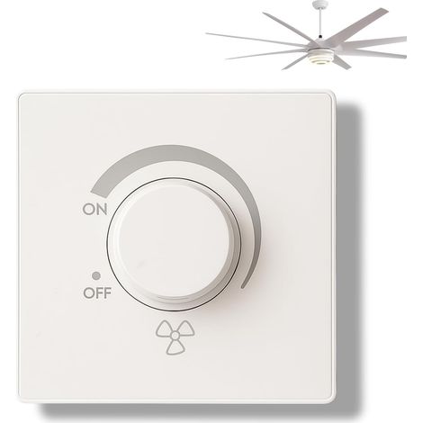 Variateur D'intensité en Continu pour Ventilateur  Interrupteur Mural 86 Type, 220V 10A Contrôleur de Commutateur de Vitesse (Blanc) (1/5)