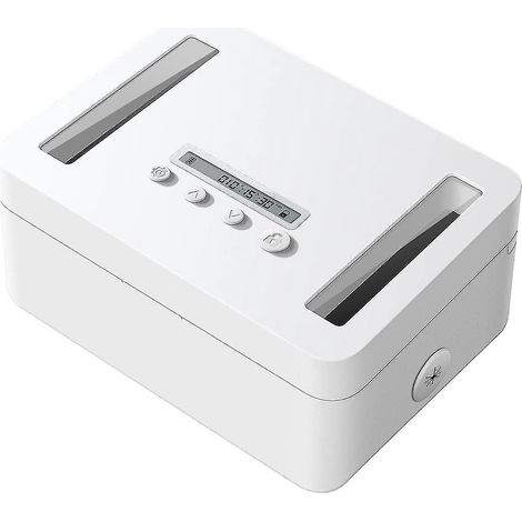 Zeitschaltuhr aus Metall mit Kindersicherung und LED-Anzeige für Kinder. (1/5)
