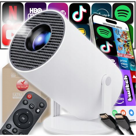 Projektor für Filme, Android TV, WLAN, klein, tragbar, Bluetooth + Fernbedienung
