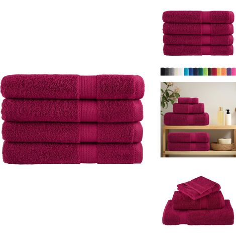 Premium-Saunatücher SOLUND 4 Stk Bordeaux 80x200 cm 600 g/m² - Saunatücher - Badehandtücher - Wellness - Baumwolle - Bordeaux Rot (1/5)