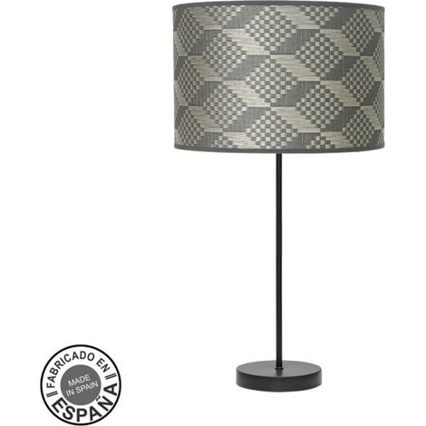 Fashion hohe Tischlampe 1xe27 schwarz/tetris grau 63x30 x30cm