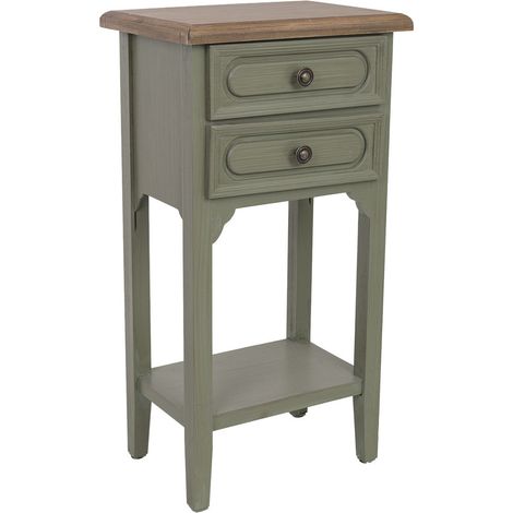 Mesita de noche de madera verde 37x26.5x69.5h cm (1/5)