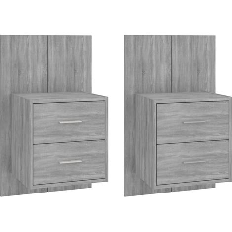 Set di 2 comodini da parete con cassetti 48,5 x 32,5 x 80 cm in legno ingegnerizzato grigio DEC036105