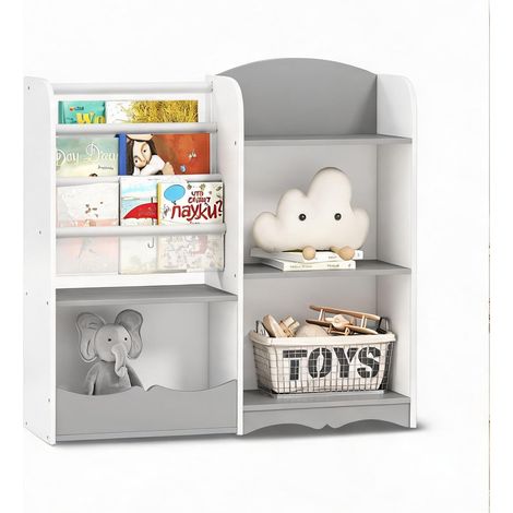 Étagère de rangement enfant en bois avec bords arrondis grigio (1/5)