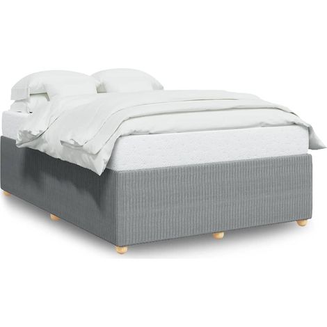 Lit double  Lit adulte  Cadre de lit sans matelas gris clair 160x200 cm tissu (1/5)