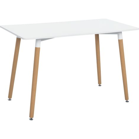 Mesa de Comedor de Estilo Nórdico con Patas de Madera 120x60x75 cm Blanco (1/5)