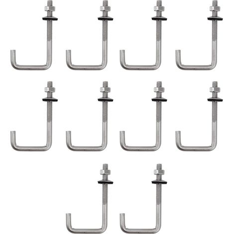 (10 pièces) Boulon d'ancrage de toit M6x25x100mm en acier inoxydable 304, crochet en J, crochet mural, crochets à tige longue avec écrou hexagonal, vis d'ancrage pour béton
