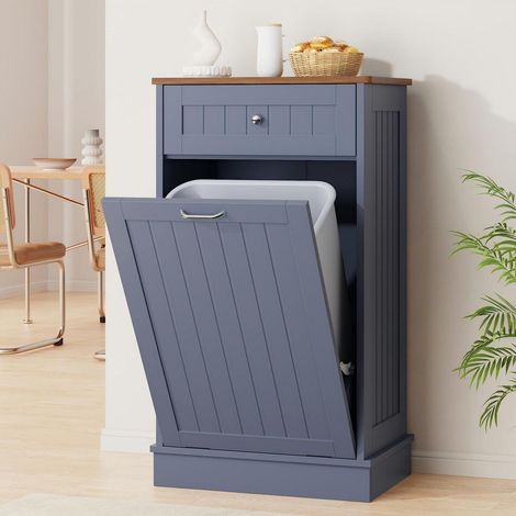Küchenkommode mit 1 Schublade, blau, für Mülleimer bis 37L (1/5)