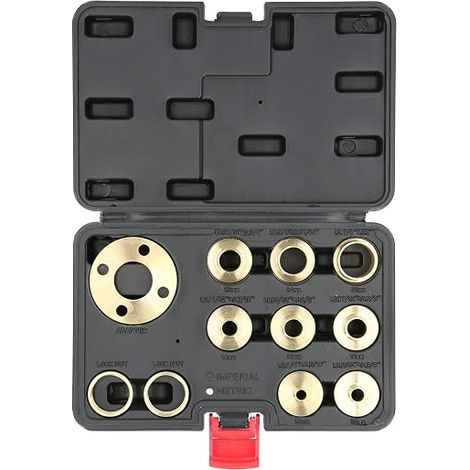 Kit Guide Routeur Modèle Laiton Massif Ensembles Bagues Gabarit,Accessoire Adaptateur Contre-écrou Blocage Guide Douille pour Sous-Bases Routeur Style Câble Porter 5/16 à 1 po avec Étui Transport (1/5)