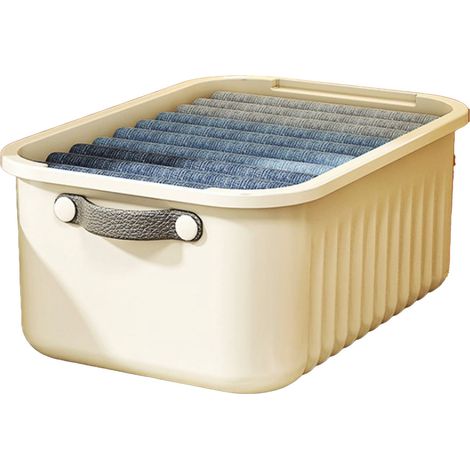 Boîte de Rangement Vêtements Plastique Durable Grande Capacité avec Couvercle pour Armoire et Tiroir Maison (1/4)