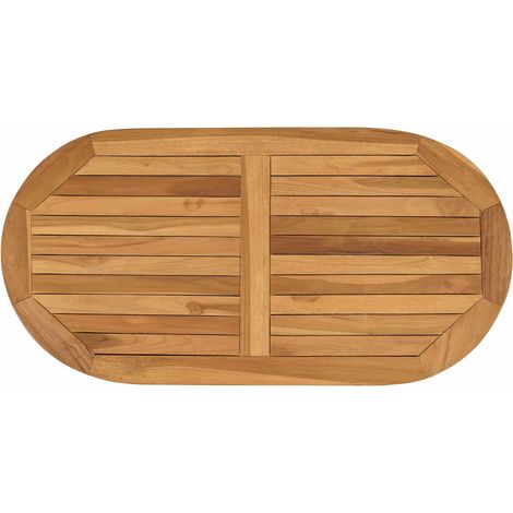 Table Top Oval Solid Teak Wood Natural vidaXL (1/5)