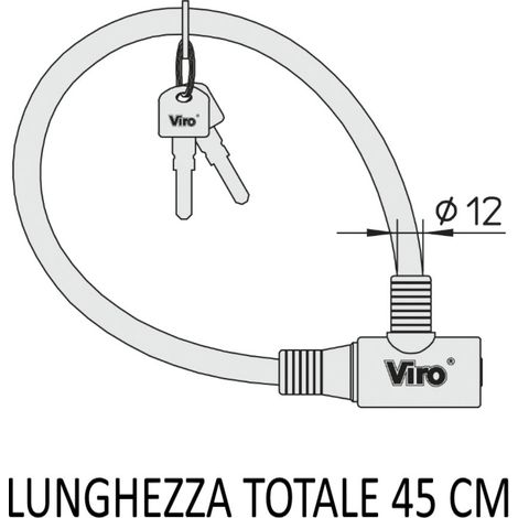 LUCCHETTO BICI "ELBA CAVO DIAMETRO 12 MM E CHIAVE DI SICUREZZA (1/2)