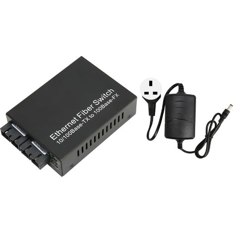 Convertisseur Fibre Optique Monomode Tx1310nm SC Duplex 100Mbps 25km Port RJ45 Alimentation 100-240V Prise UK (1/5)