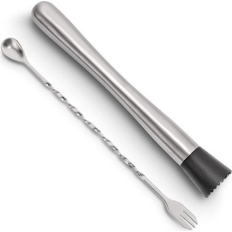 25cm Stainless Steel Cocktail Shaker and Mixing Spoon, Home Bar Accessory Kit - Create Delicious Mojitos - AquaForge (1/5)