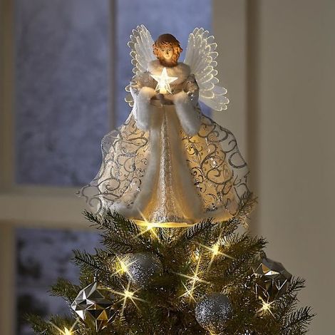 Décoration de sapin de Noël en forme d'ange lumineux LED - Ange de Noël - Figurine féerique (1/3)