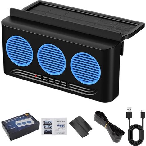 Ventilateur pour Voiture 3 Prises, Ventilation Solaire (1/5)