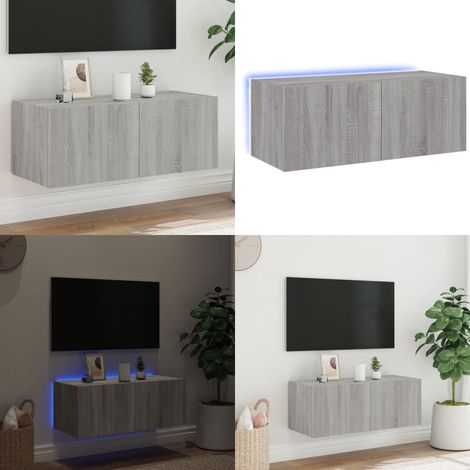 TV-Wandschrank mit LED-Leuchten Grau Sonoma 80x35x31 cm - TV-Schrank - Holzschrank - Regal - Wohnzimmer Dekoration - Wandregal - Home & Living (1/5)