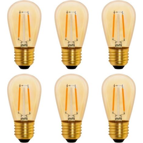 YMYNY S14 Ampoule LED à Filament Vintage E27, 1W Amber Edison Remplacement 10W Incandescence, Non Dimmable, Blanc Chaud 2200K, AC 220V, Lot de 6