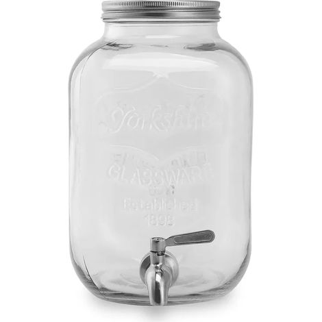 Distributeur de boissons rétro ECHTWERK 5L, en verre, robuste, avec robinet hermétique et couvercle en métal (1/5)