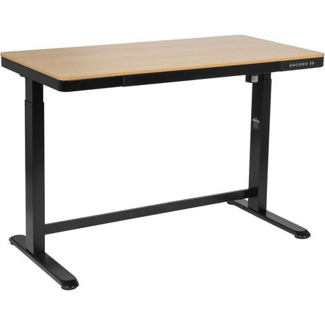 Dellonda DH65 Single Motor Ultra-Quiet Electric Desk with Control Panel, USB Port & Drawer - Oak Desktop (1/5)