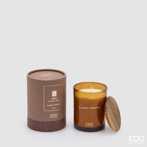 EDG Candela Profumata Opal Marrone Cuoio E Tabacco H 10