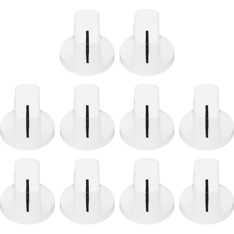 10 Stück weiße Kunststoff-Gitarrenknöpfe, 6,4 mm x 19 mm x 15 mm, für E-Gitarre und Bass.