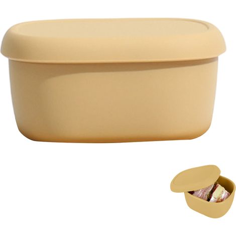 Boîte à bento en silicone-jaune clair-grand