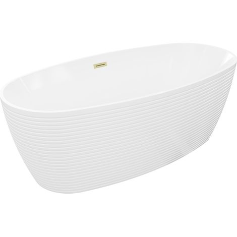 Mexen Lira freistehende Badewanne Modell 170 x 80 cm, weiß, Überlauf gold gebürstet - 52831708000-55 (1/5)