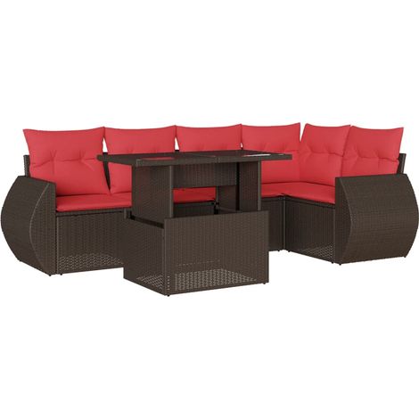 Maison Exclusive - 6-teiliges Gartensofa-Set mit Kissen, braun, P