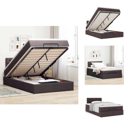 Ottoman-Bett mit Matratze Dunkelbraun 120x190 cm Stoff - Ottoman-Bett - Ottoman-Betten - Bettrahmen - Bettgestell (1/5)