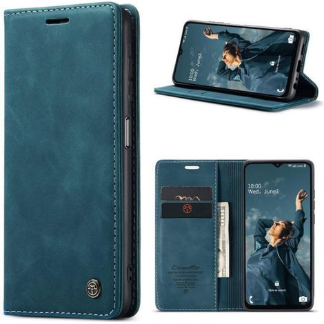 Etui Flip - Coque Portefeuille avec Support - Pour Samsung Galaxy A23 5G 4G - Cuir Synthétique TPU - Protection Complète Appareil Photo Surélevé - Bleu Vert - 1 Pièce