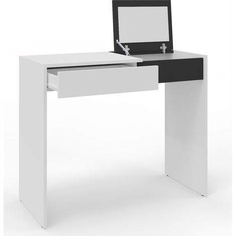 Coiffeuse cosmétique OPERA noir et blanc avec miroir (1/4)