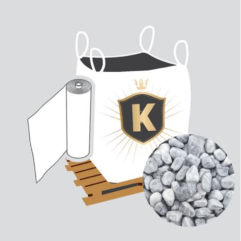 Kit Galets gris + géotextile = 1 Big Bag galet gris Codol Nevada 20/40  1.5T [environ 20m2 sur 5cm d'épaisseur] + 1 géotextile 25m2 (1/3)