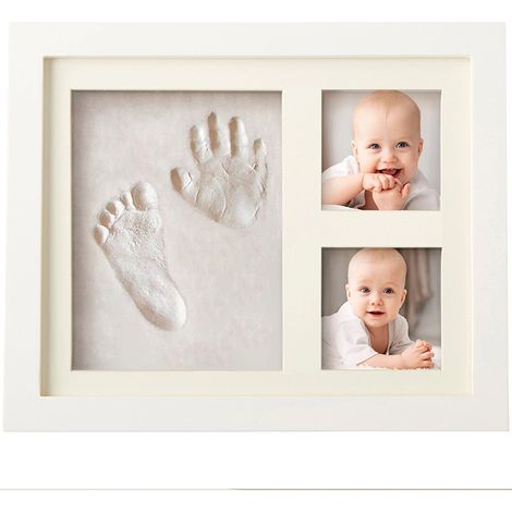Cadre photo en bois une pièce avec impression de plâtre de bébé 3 paquets de tampon encreur, empreintes de mains et empreintes de pas - 2328cm (1/2)