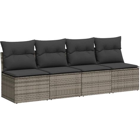 Maison Exclusive - Gartensofa mit Kissen 4-Sitzer Grau Poly Ratta