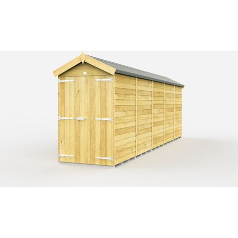 4 x 20 Feet Apex Shed - Double Door Without Windows - Wood - L592 x W118 x H217 cm