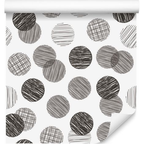 Papier peint à gros pois gris dessinés à la main 50x1000 cm (1/5)