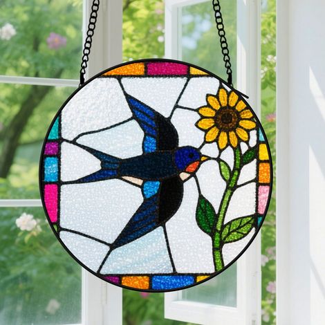 Suspension en vitrail, attrape-soleil minimaliste élégant coloré, décoration maison porte, cadeau Anniversaire pour femme, homme, collègue 12,5 cm (1/5)