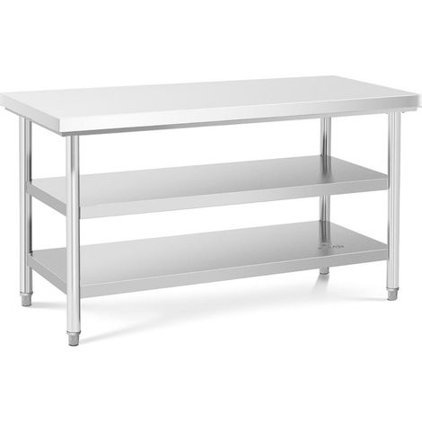 Mesa de trabajo de acero inoxidable 150 x 70 cm 600 kg 3 niveles 140003688