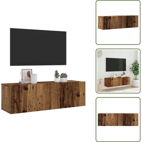 Meuble TV mural vieux bois 100x30x30 cm bois d'ingénierie - Meuble TV - Meubles TV - Support TV - Meuble HiFi (1/5)