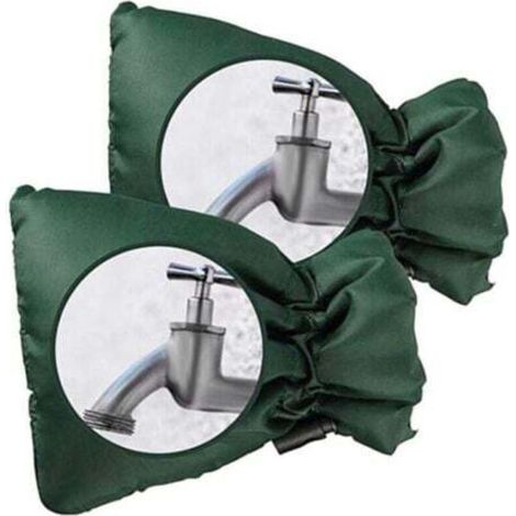 [NEVER USED] Set of 2 protective covers for outdoor taps - Thick protection against frost - Waterproof - Green, 21 x 17 cm