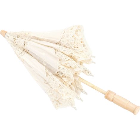 Parapluie de Mariée Dentelle Vintage pour Photoshoot, Cérémonie et Fêtes Costumées - Beige (1/5)