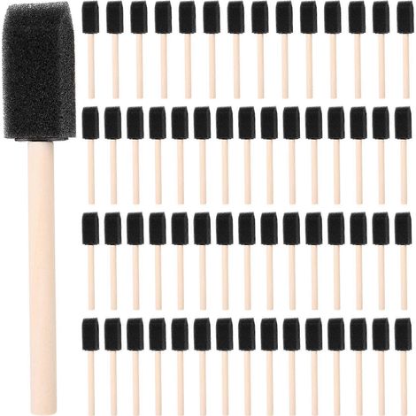 Set mit 60 Schaumstoffpinseln, 2,5 cm langer Holzgriff, ideal für Kinder, Malsets, Einweg-Schwammpinsel (1/5)